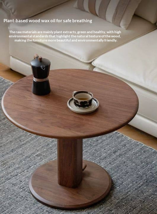 Black Walnut, Golden Sandalwood, Oak Round Solid Wood Coffee Table