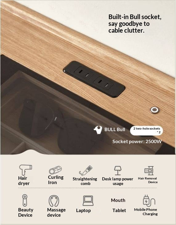 Oak Solid Wood Modern Minimalist Multifunctional Vanity Table
