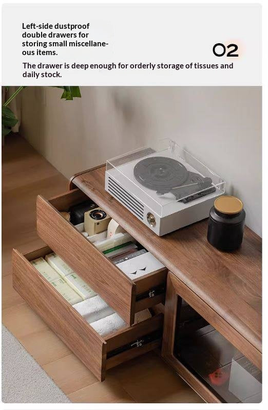 Black Walnut, Sandalwood, Ash Solid Wood Floor TV Cabinet.