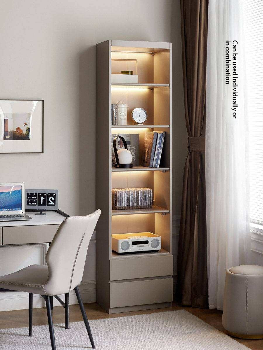 Solid RubberWood Combination Bookcase, Glass Door Cabinet