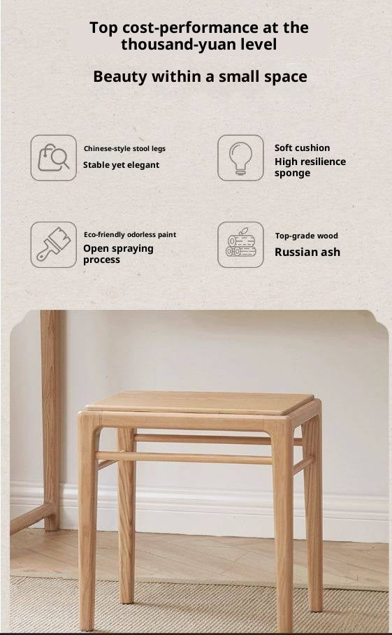Ash Solid Wood Light Luxury Modern Makeup Stool