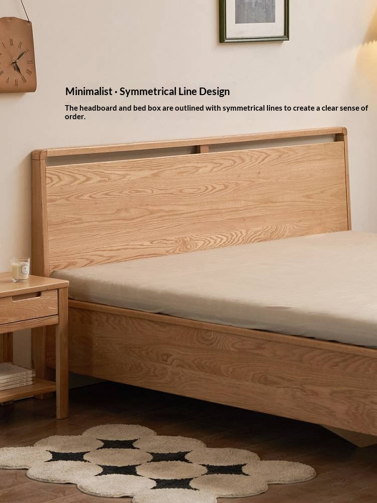 Oak Solid Wood High Box Bed in Modern Minimalist Design
