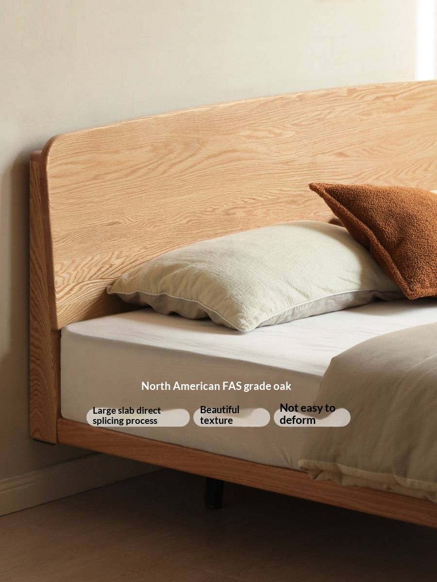 Oak Solid Wood Bed — Simple Floating Bed Design