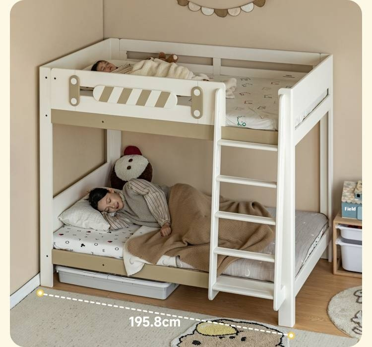 Rubberwood Solid Wood Children's Adult Bunk Bed