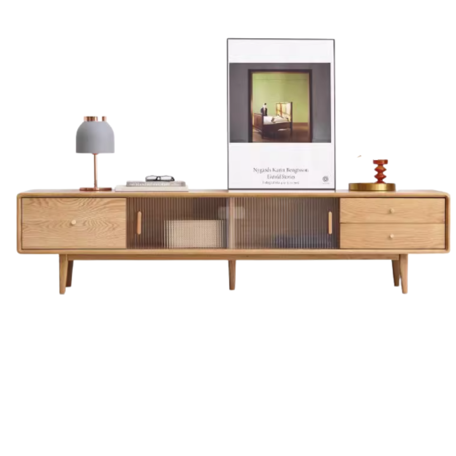 Solid Rubberwood, Oak, Beech Solid Wood Nordic Modern TV Stand