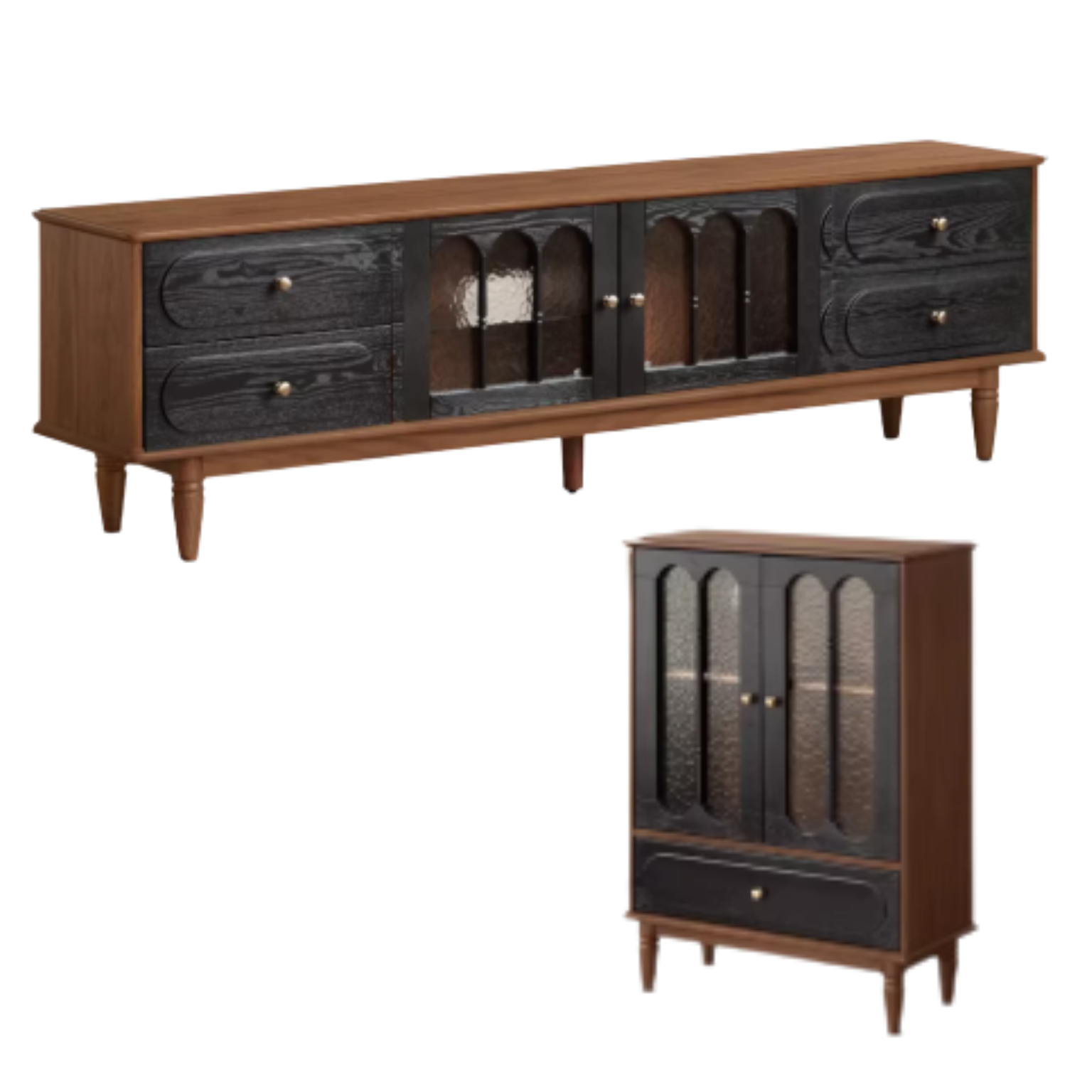 Ash Solid Wood French Retro TV Cabinet