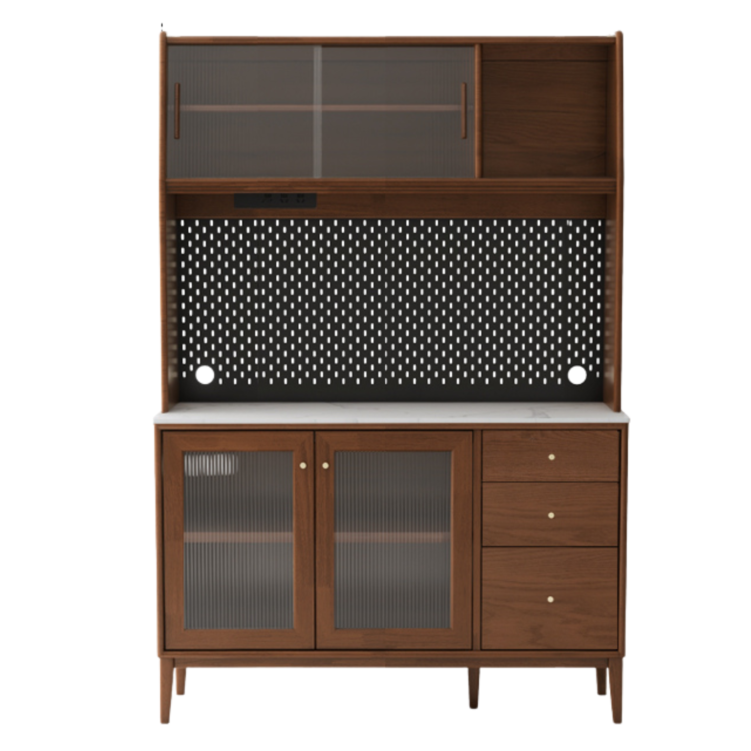 Oak Solid Wood, Solid RubberWood Nordic Sideboard Cabinet