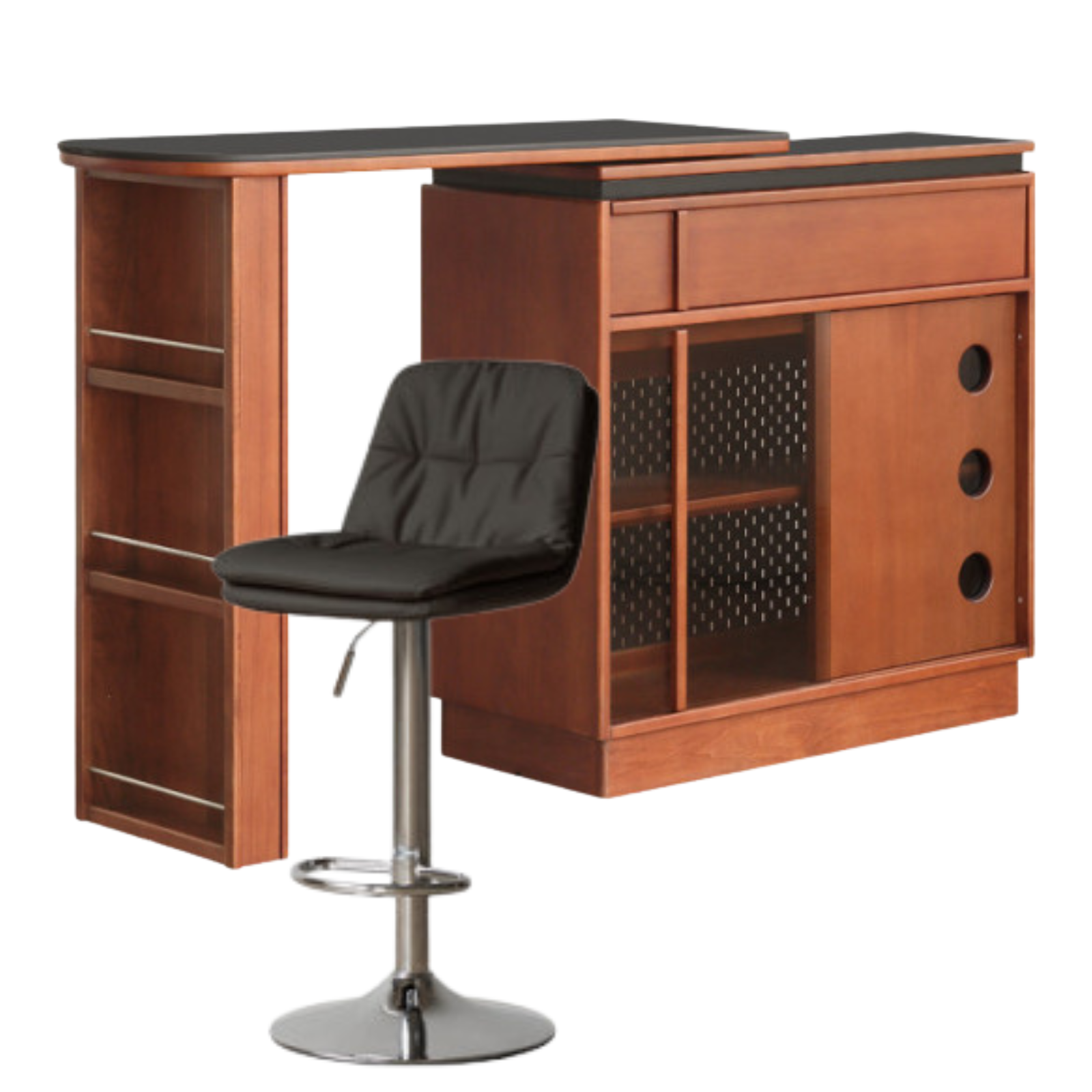 Tulipwood Solid Wood Vintage Style Stone Slab Bar Table