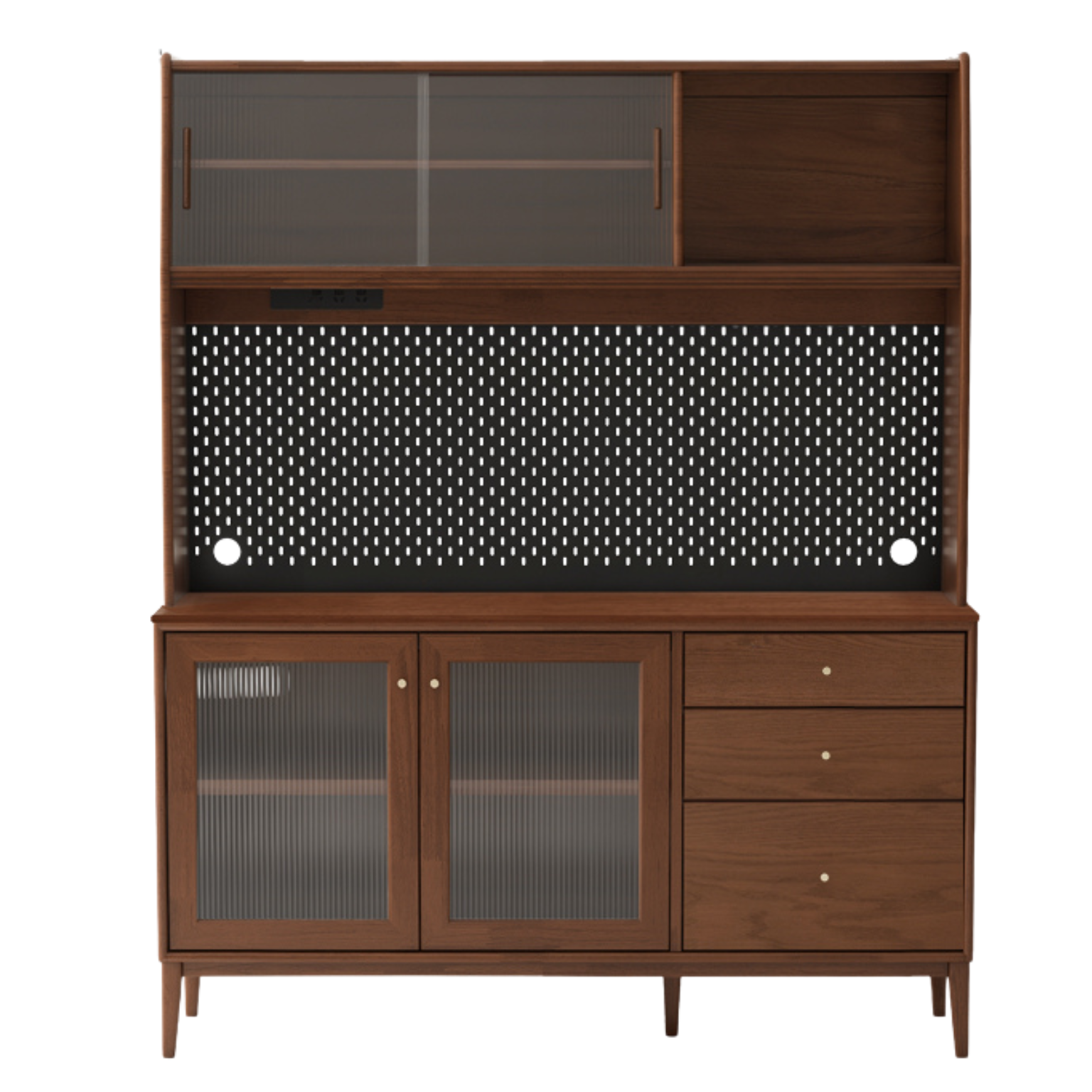 Oak Solid Wood, Solid RubberWood Nordic Sideboard Cabinet