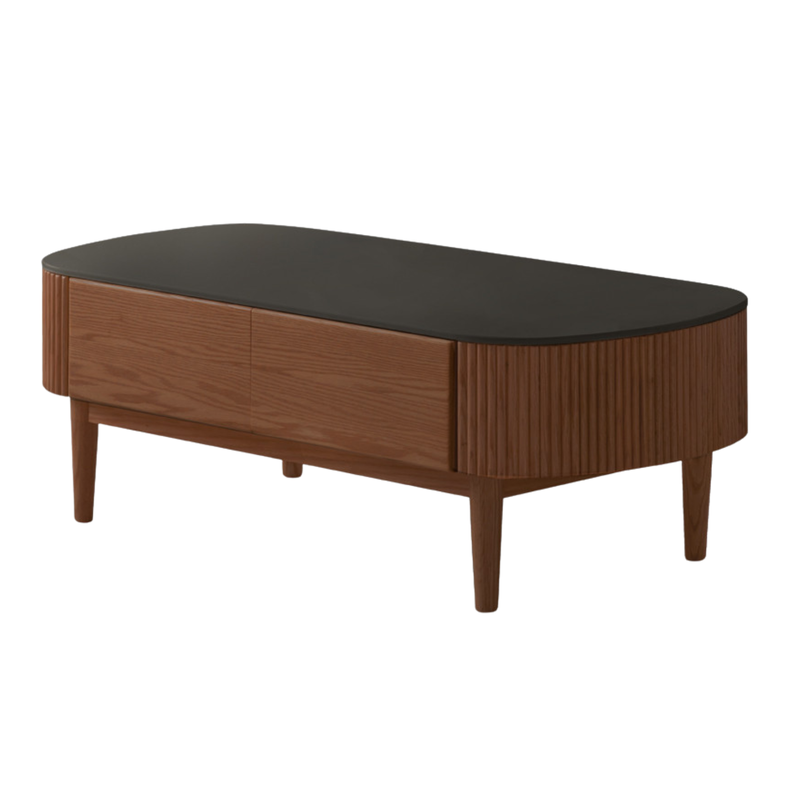 Oak Solid Wood Slate Modern Log Coffee Table