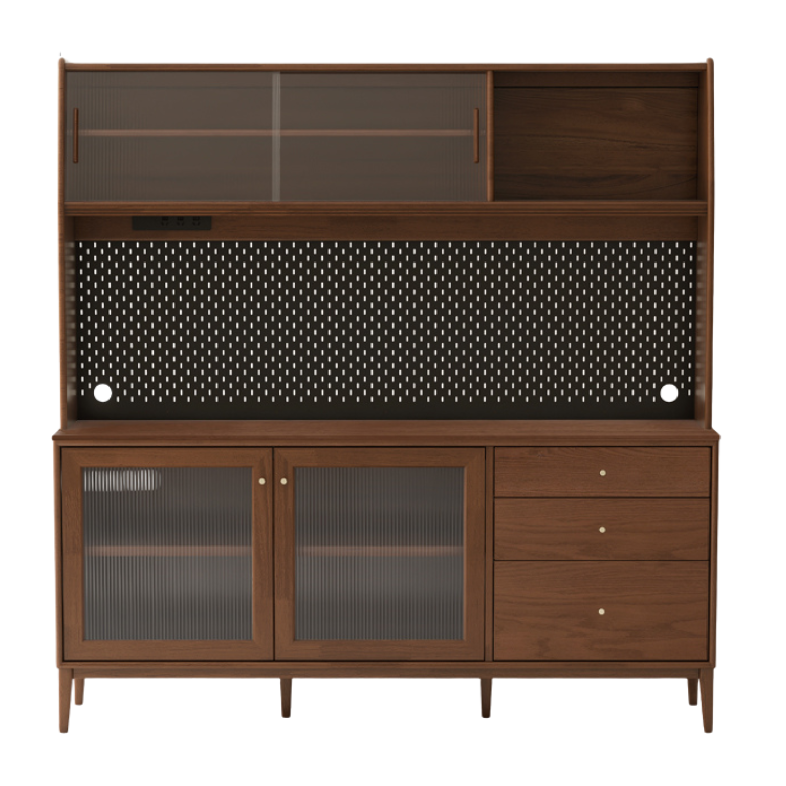 Oak Solid Wood, Solid RubberWood Nordic Sideboard Cabinet
