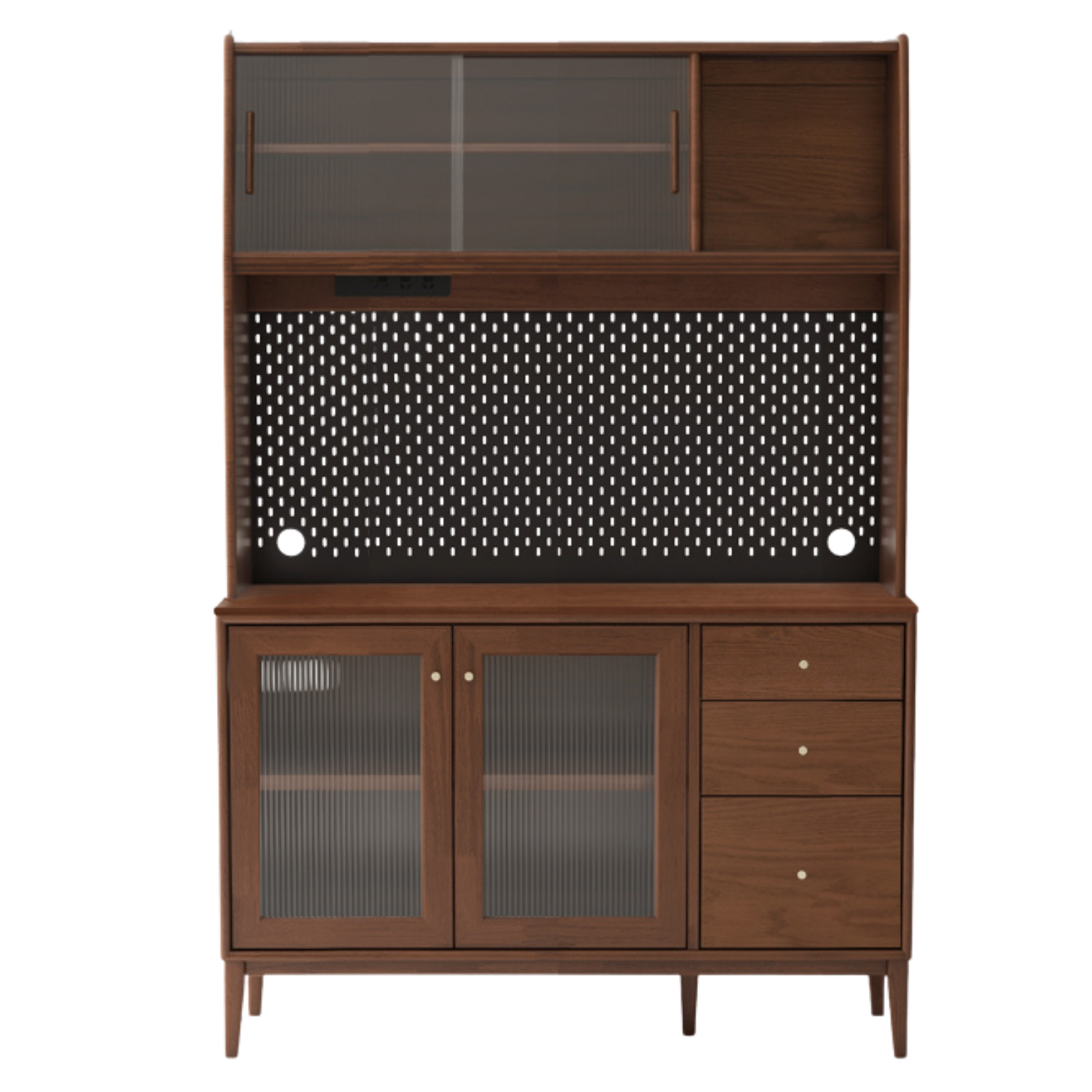 Oak Solid Wood, Solid RubberWood Nordic Sideboard Cabinet