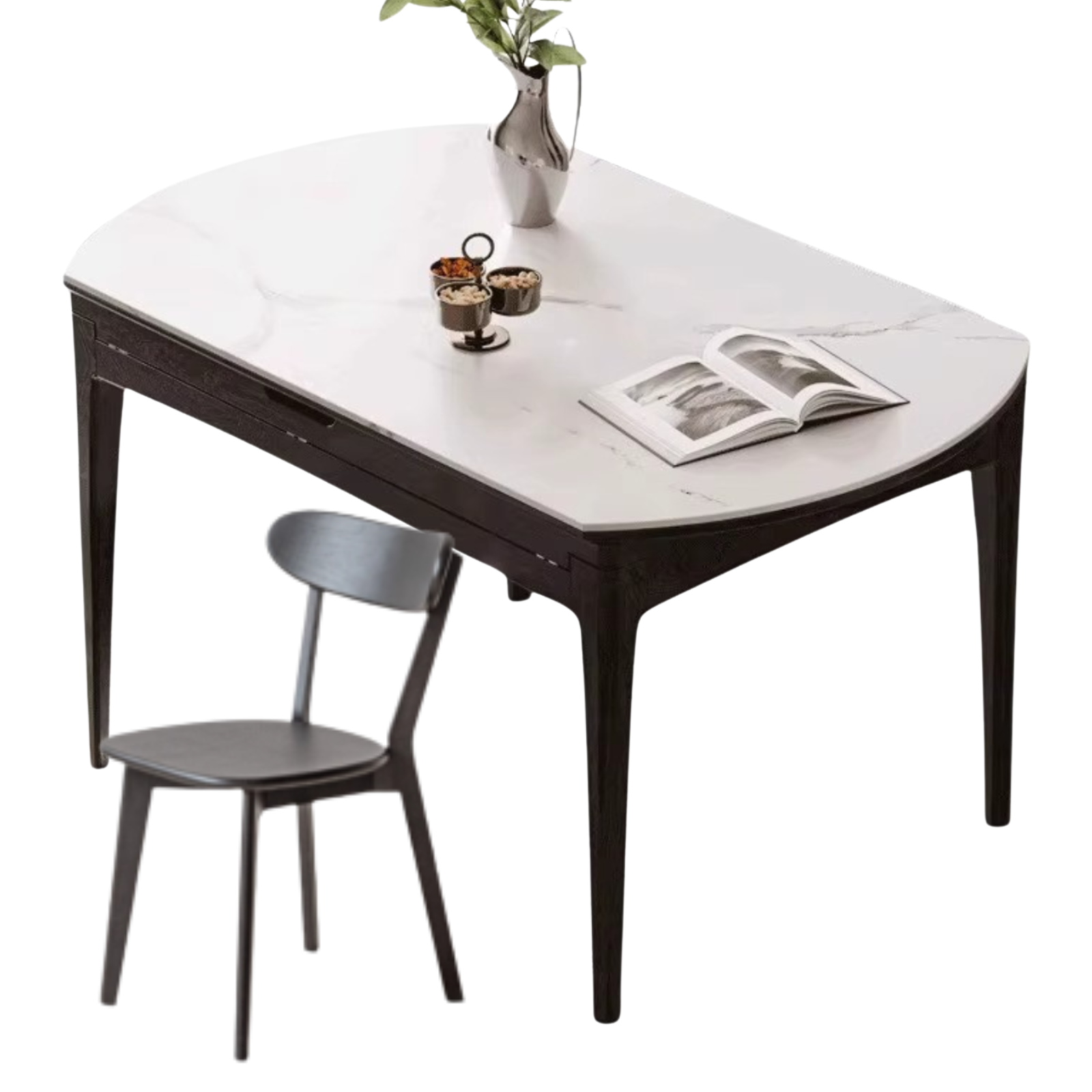 Oak Solid Wood Light Luxury Rock Slab Folding Dining Table