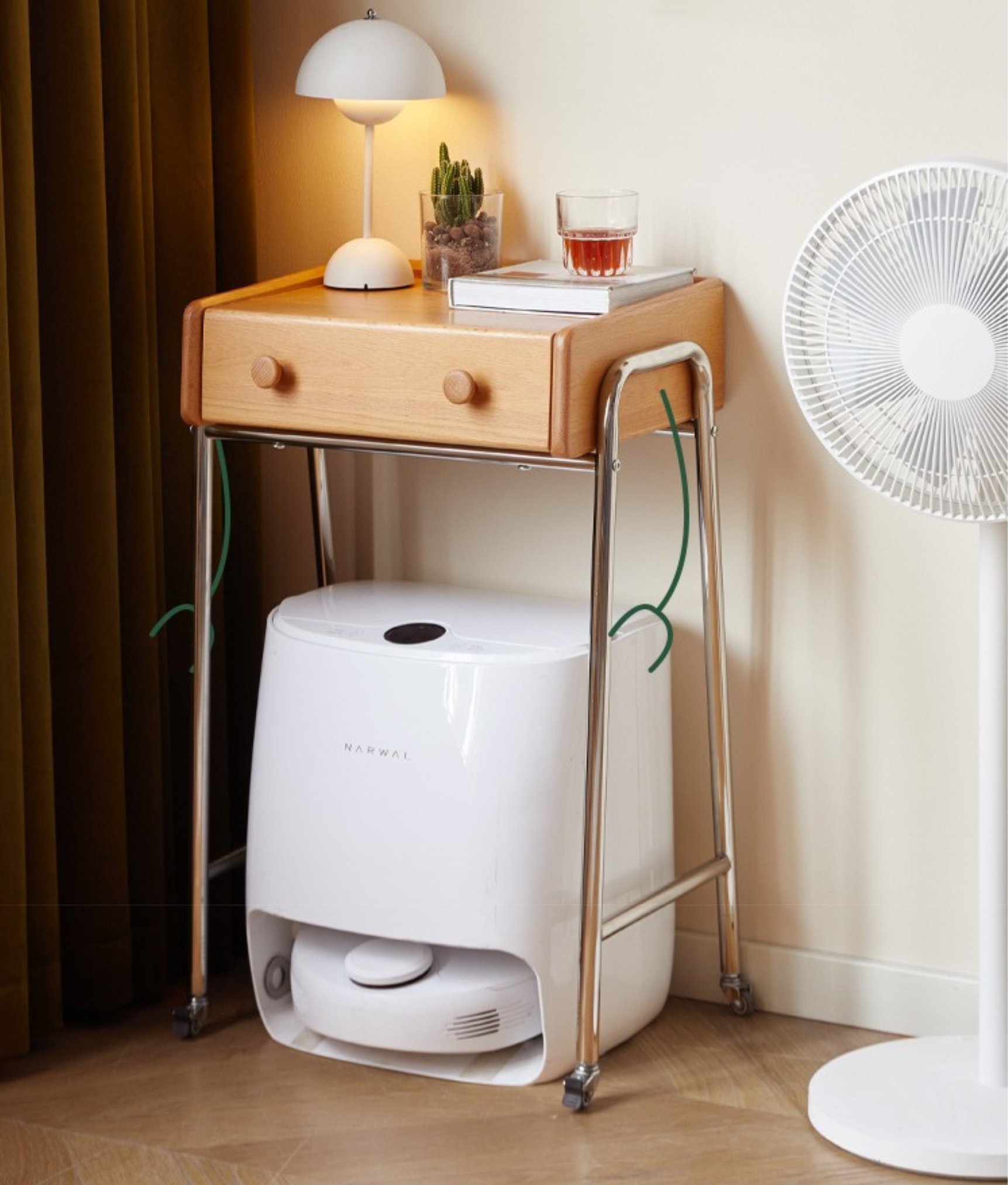 Oak Solid Wooden Edge Cabinet, Cute Robot Shape