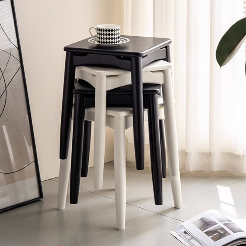 Stackable Stools Small Square Solid Rubberwood Square Stools