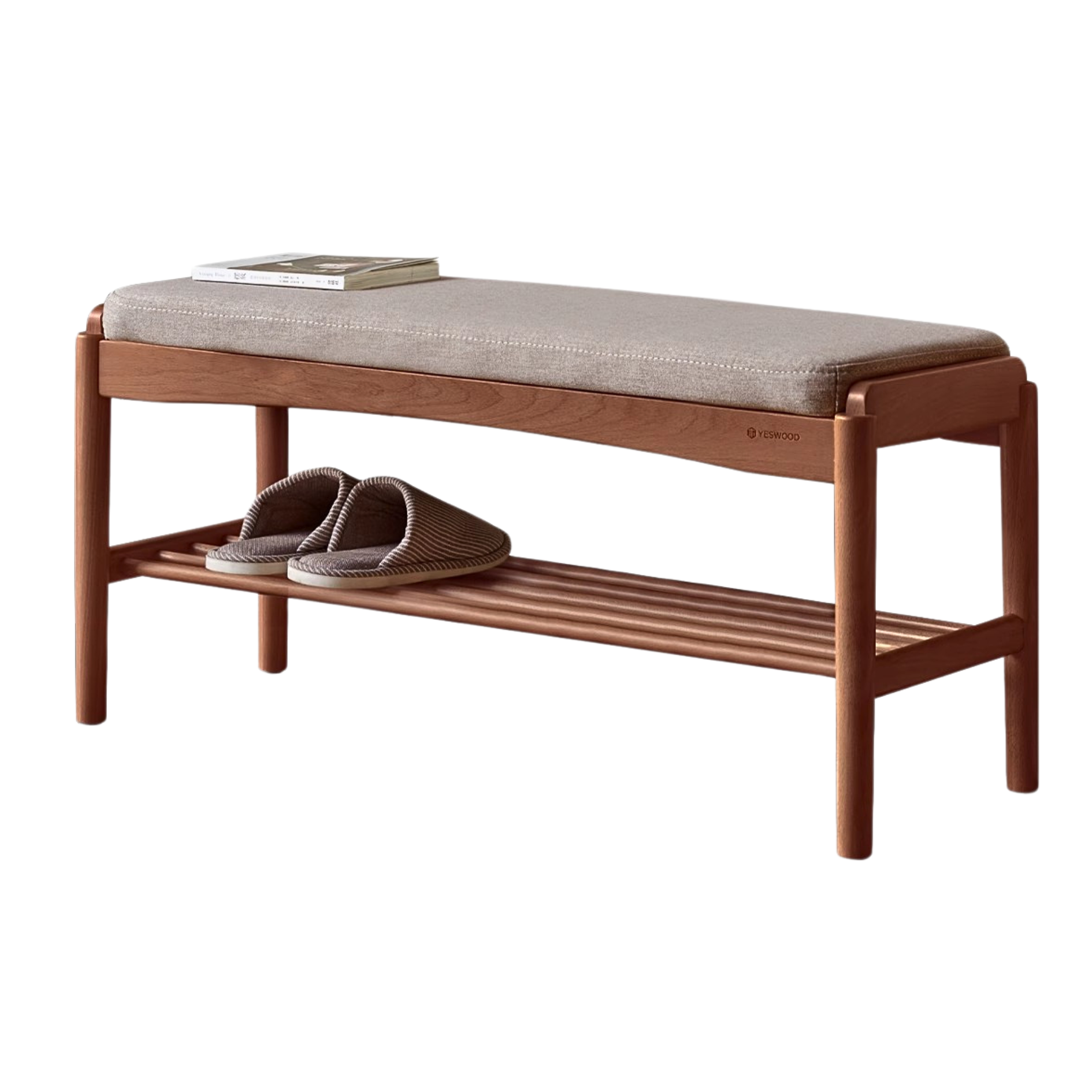 Beech, Cherry, Back walnut, Oak solid wood Shoe Storage Bench: