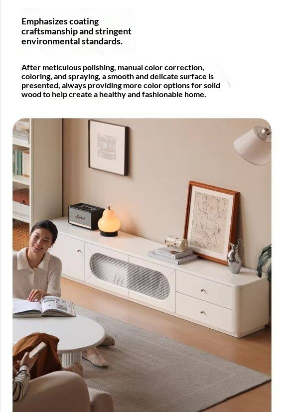 Solid RubberWood TV Cabinet Floor-Standing Low Cabinet.