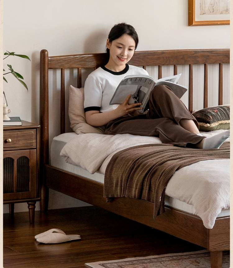 Oak Solid Wood Modern Simple Bed