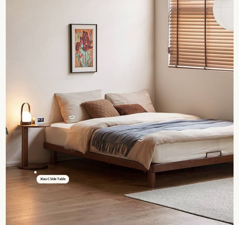 Rubberwood Solid Wood Modern Simple Platform Bed
