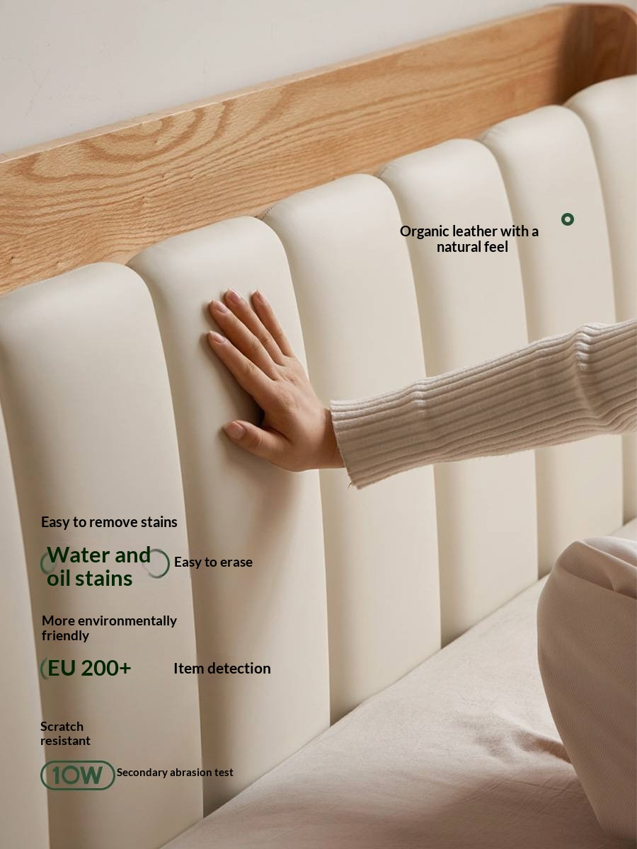 Oak Solid Wood Suspended Bed with Soft Backrest – Piano Key Design