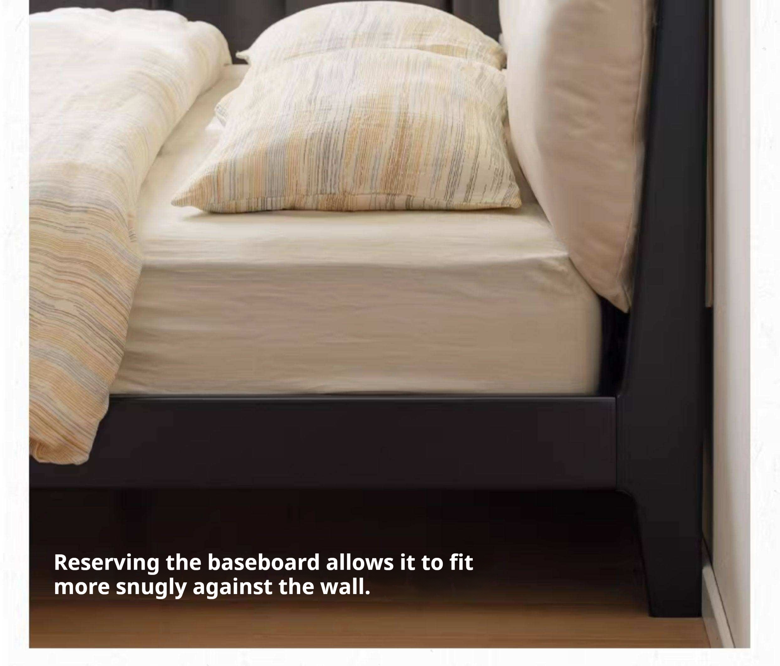 Rubberwood Solid Wood Genuine leather, Fabrics Simple Soft Double Bed