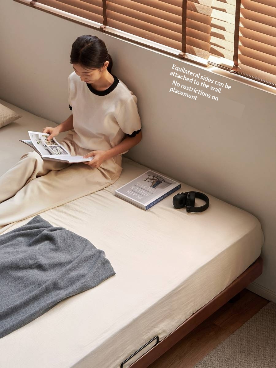 Rubberwood Solid Wood Modern Simple Platform Bed