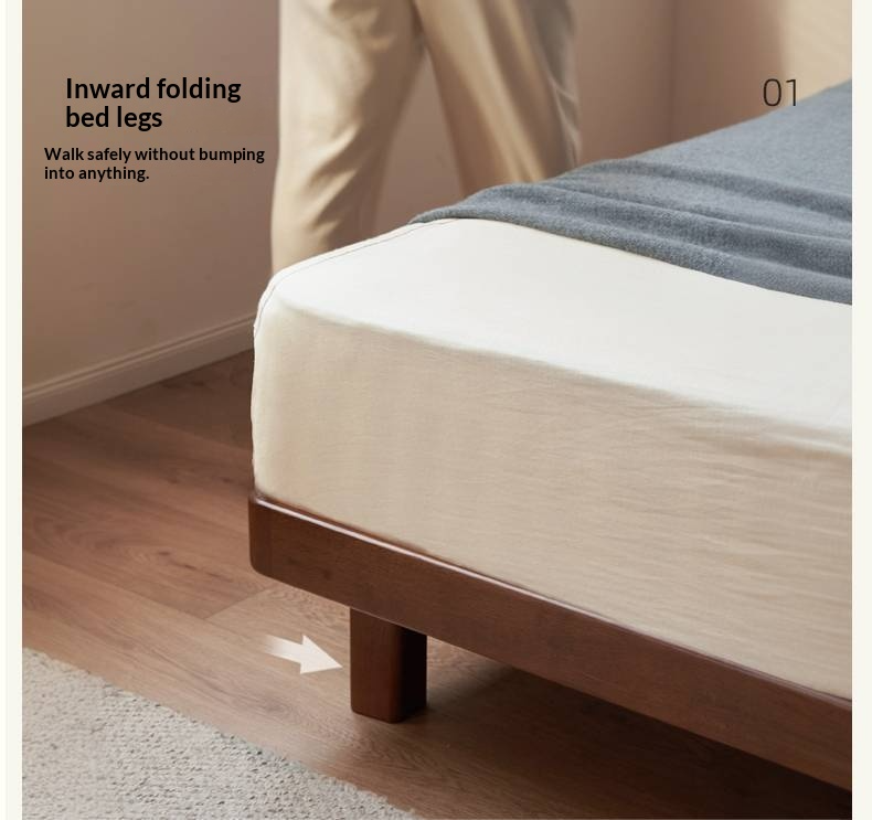 Rubberwood Solid Wood Modern Simple Platform Bed