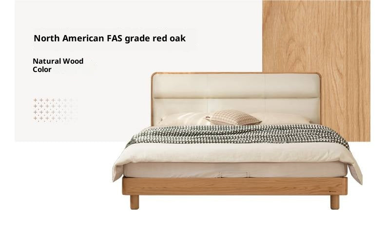 Black Walnut, Teak Solid Wood Luxury Genuine Leather Bed