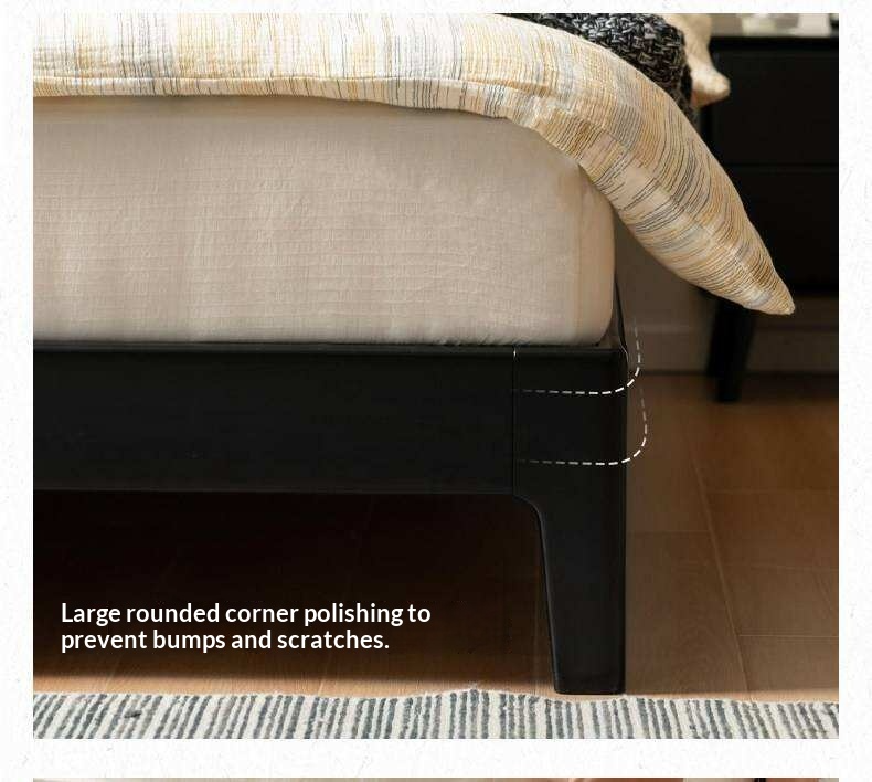 Rubberwood Solid Wood Genuine leather, Fabrics Simple Soft Double Bed