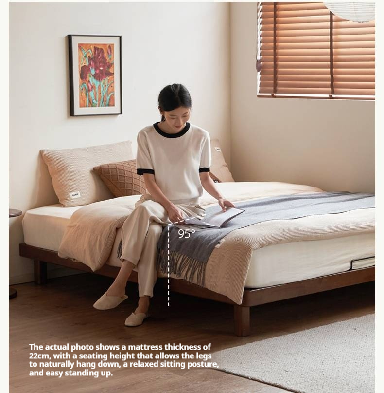 Rubberwood Solid Wood Modern Simple Platform Bed