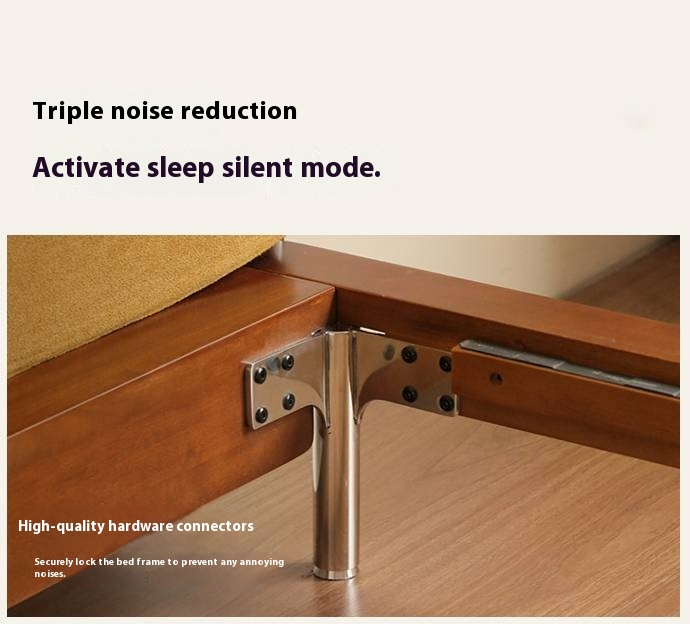 Poplar Solid Wood Soft Back Fabric Chenille Bed Bauhaus Style