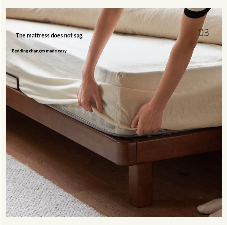 Rubberwood Solid Wood Modern Simple Platform Bed