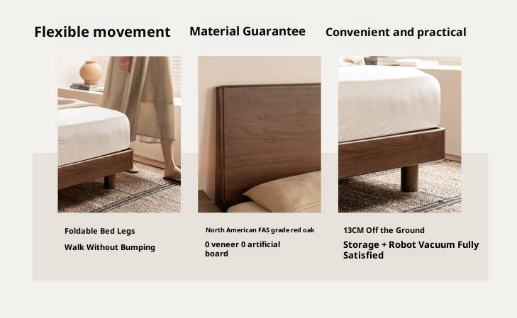 Black Walnut Solid Wood Modern Minimalist Large Bed