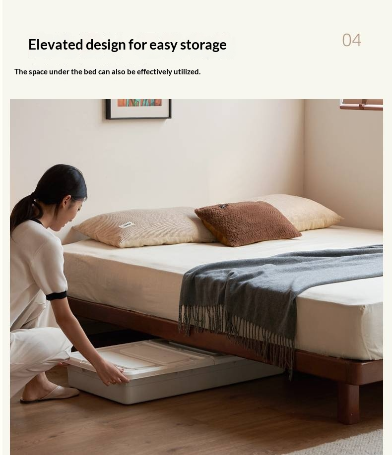 Rubberwood Solid Wood Modern Simple Platform Bed