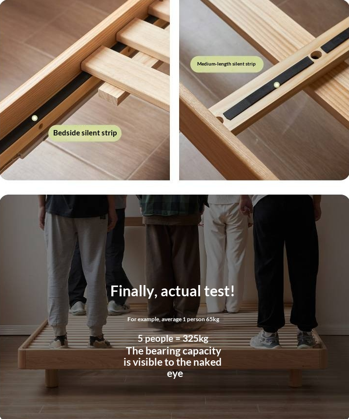 Oak Solid Wood Suspended Bed with Soft Backrest – Piano Key Design