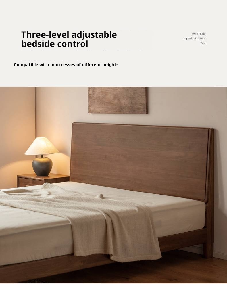 Black Walnut Solid Wood Modern Minimalist Large Bed