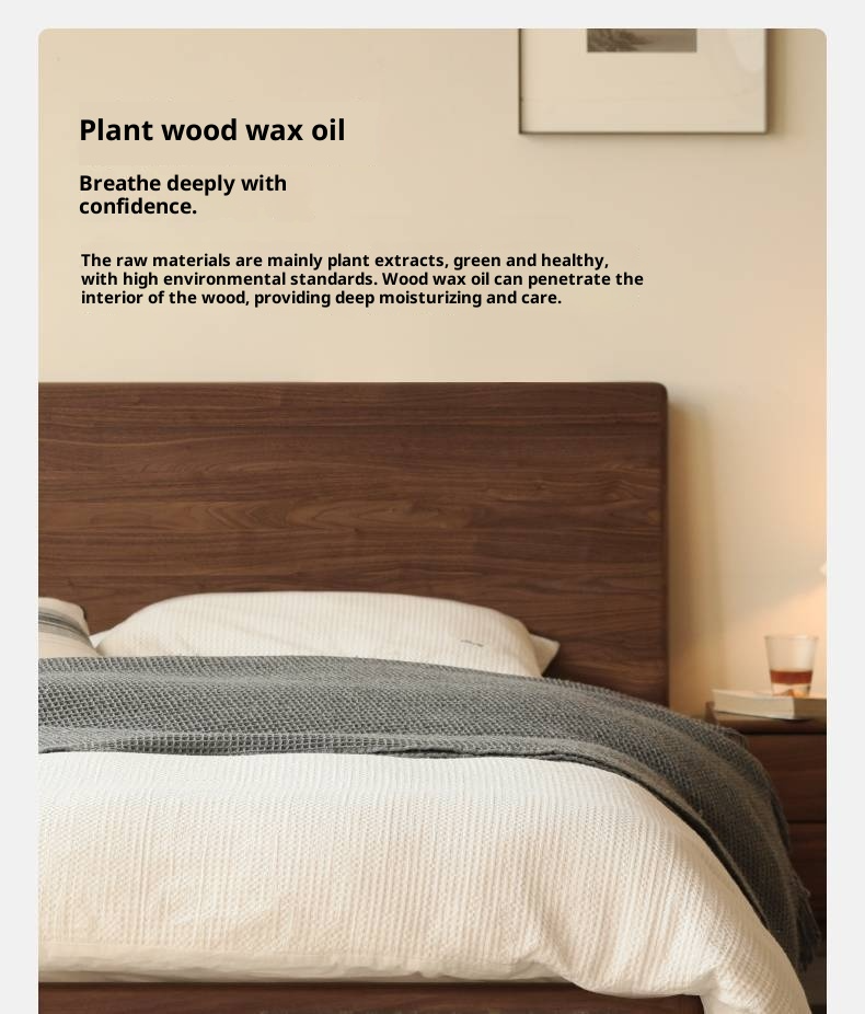 Black Walnut Solid Wood Suspended Modern Simple Bed