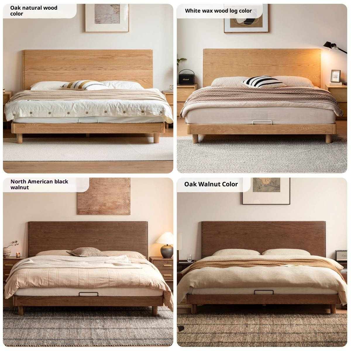 Black Walnut Solid Wood Modern Minimalist Large Bed