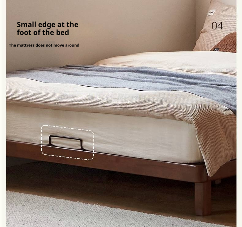 Rubberwood Solid Wood Modern Simple Platform Bed