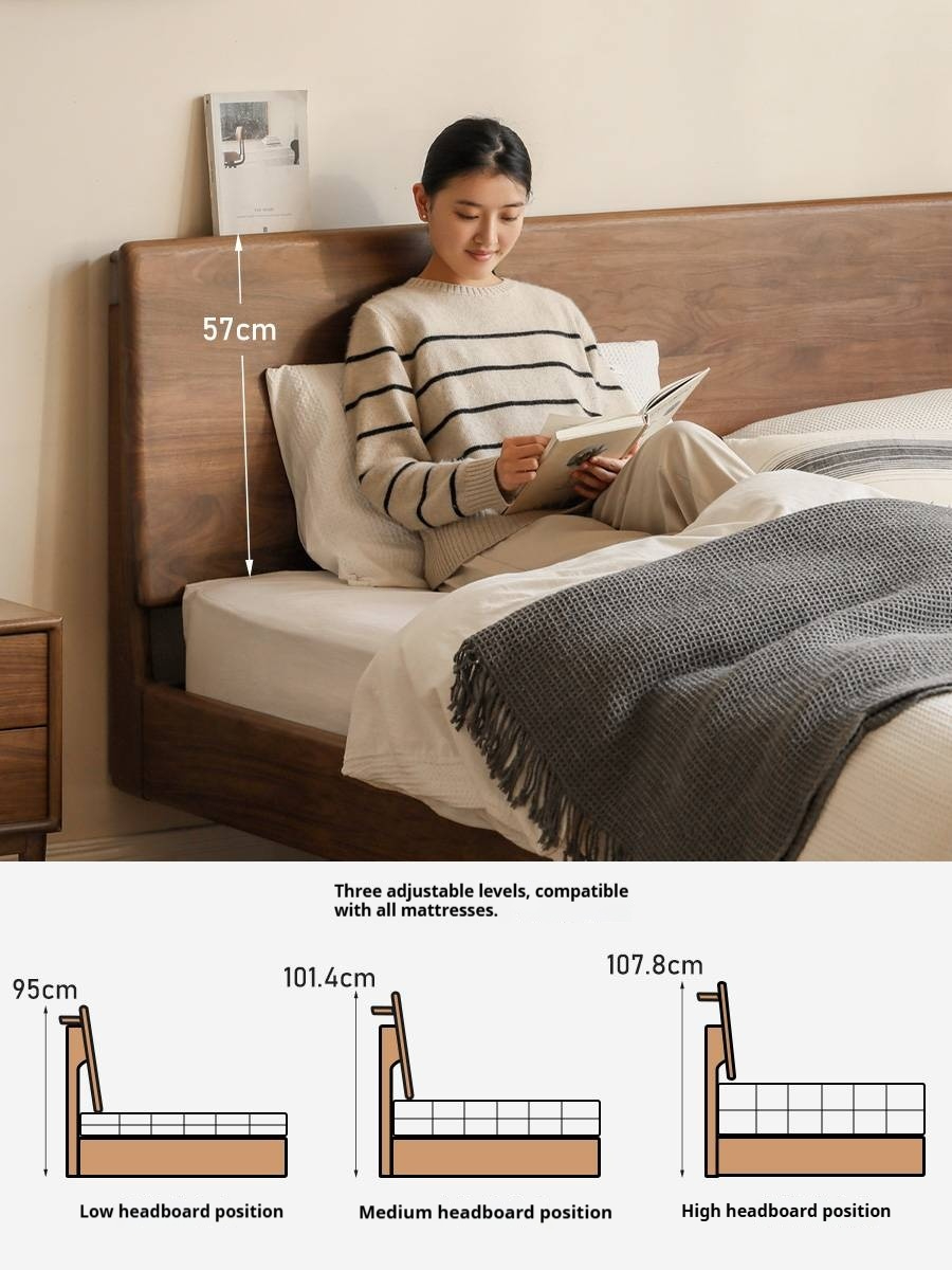 Black Walnut Solid Wood Suspended Modern Simple Bed