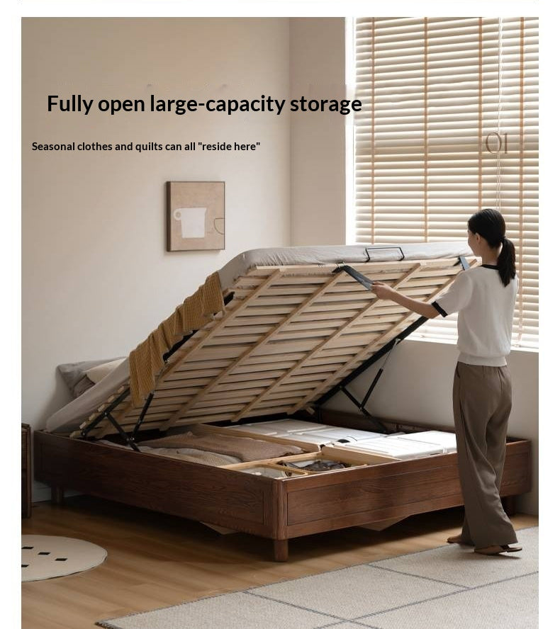 Oak Solid Wood Modern Platform Bed, Headboard-Free Box Bed