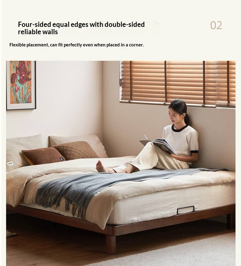 Rubberwood Solid Wood Modern Simple Platform Bed