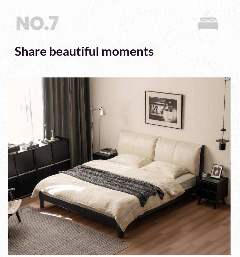 Rubberwood Solid Wood Genuine leather, Fabrics Simple Soft Double Bed