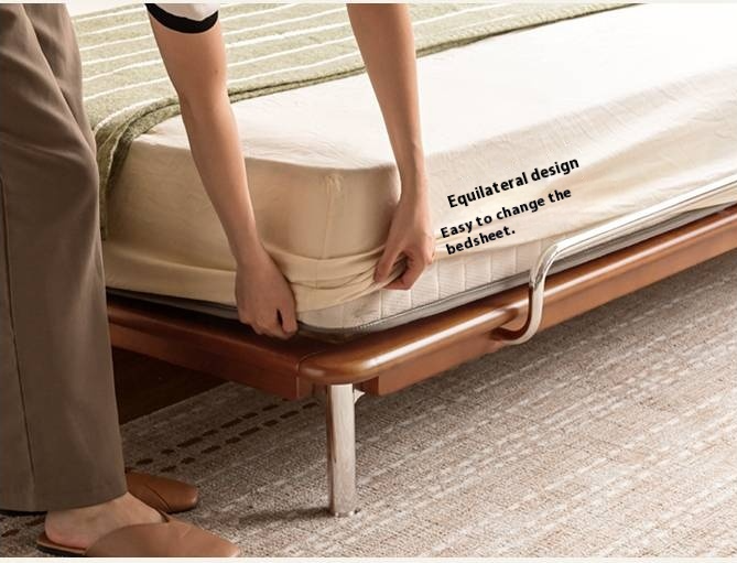Poplar Solid Wood Soft Back Fabric Chenille Bed Bauhaus Style