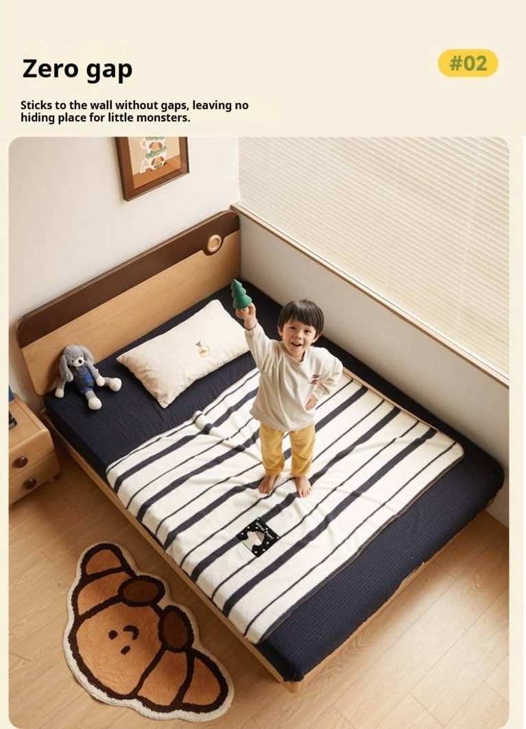 Beech Solid Wood Kids Montessori Platform Bed with Adjustable Headboard
