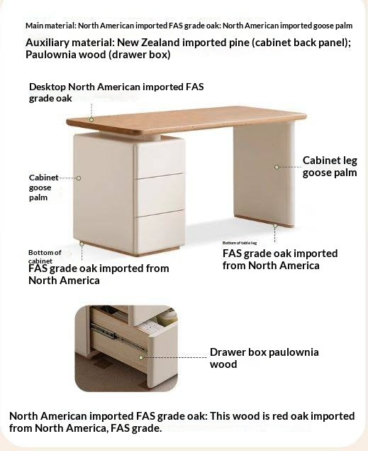 Oak Solid Wood Desk With Lower Cabinet