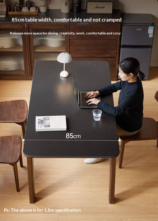 Oak Solid Wood Restaurant Light Luxury Style Rock Slab Long Table