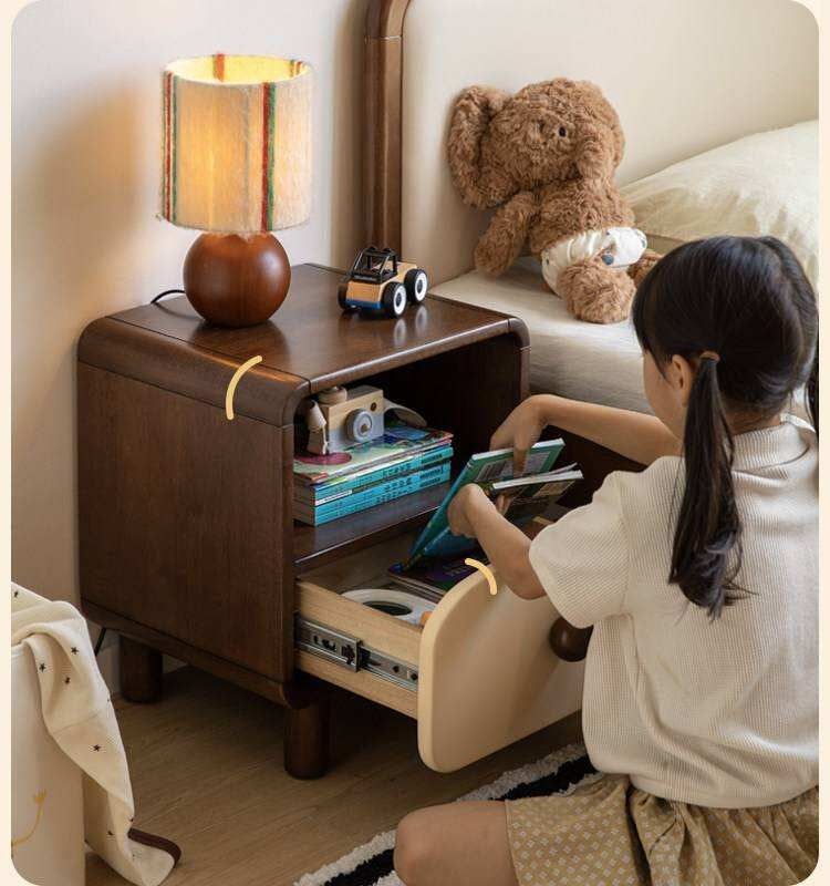 Solid Rubberwood Solid Wood Modern Children's Nightstand