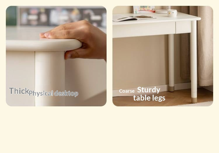 Solid Rubberwood Kids Elevated Learning Cream Drawer Table