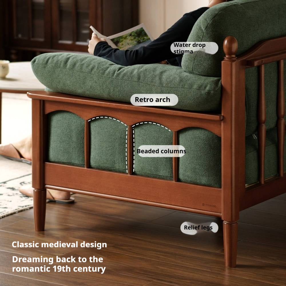 Poplar Solid Wood Sofa  French Retro